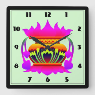 Relógio Quadrado Pun kalasa Sri Lanka pote tradicional da prosperid