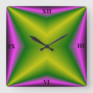Relógio Quadrado purple green Rainbow