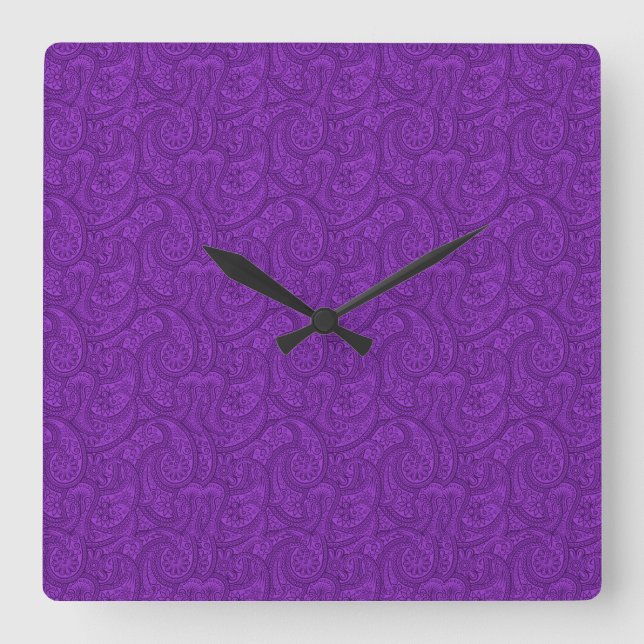 Relógio Quadrado Purple Paisley (Frente)
