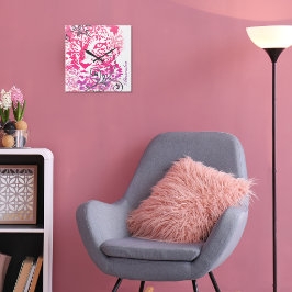 Relógio Quadrado Púrpura rosa, Leopardo-do-roxo, Chita com Farinha