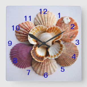 Relógio Quadrado Quadrado do pulso de disparo da flor do Seashell
