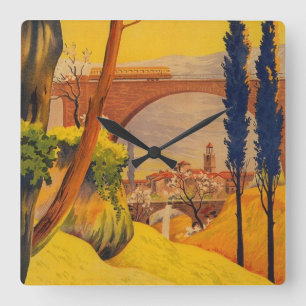 Relógio Quadrado Quadrado francês Wallclock do viagem da estrada de
