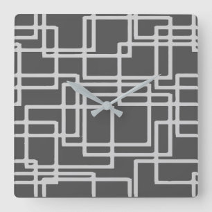 Relógio Quadrado Quadrados de Ardósia Branqueada Retro Moderna em C