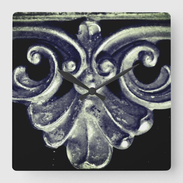 Relógio Quadrado Quadro francês prata (Frente)