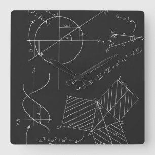 Relógio Quadrado Quadro-negro da matemática