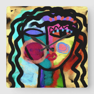 Relógio Quadrado Qualquer Arte Abstrata Original