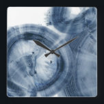 Relógio Quadrado Quasares - Círculos Azuis Cinta<br><div class="desc">Quasares IV por Ethan Harper. Design que usa tons azuis de tinta para criar formas circulares de abstrato.</div>