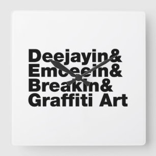 Relógio Quadrado Quatro elementos do hip hop