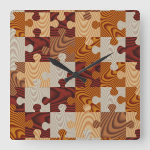 Relógio Quadrado quebra-cabeça de madeira de madeira