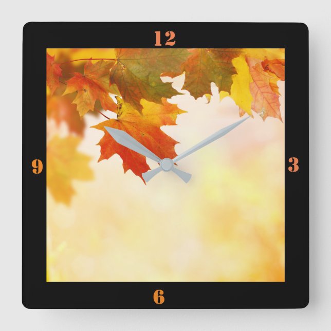Relógio Quadrado Queda-Folhas (Frente)