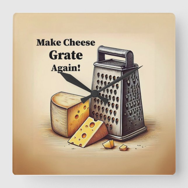 Relógio Quadrado Queijo político hilário (Frente)