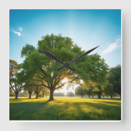 Relógio Quadrado Quiet Time With a Big Tree 