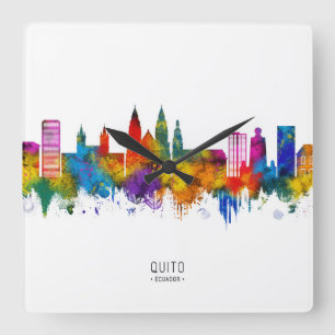 Relógio Quadrado Quito Equador Skyline