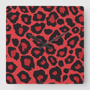 Relógio Quadrado RAB Vermelho Vermelho Vermelho Impresso do Leopard