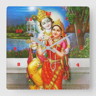 Relógio Quadrado RADHA Krishna Flute Instrumento Deity Sagrado