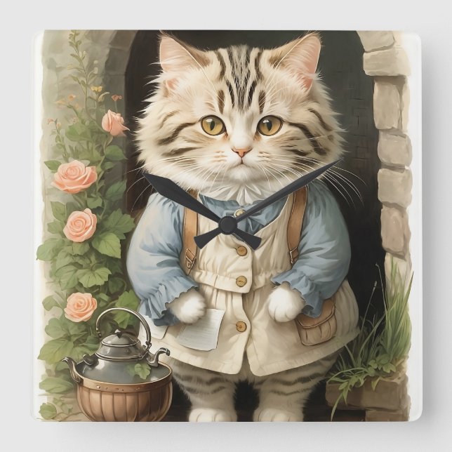 Relógio Quadrado Ragamuffin Cat (Frente)