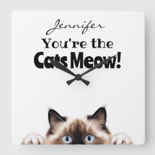 Relógio Quadrado Ragdoll Gato Clock