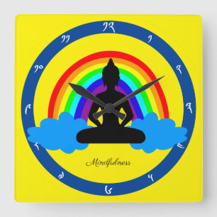 Relógio Quadrado Rainbow Buddha e Ioga da Mindícia /meditação