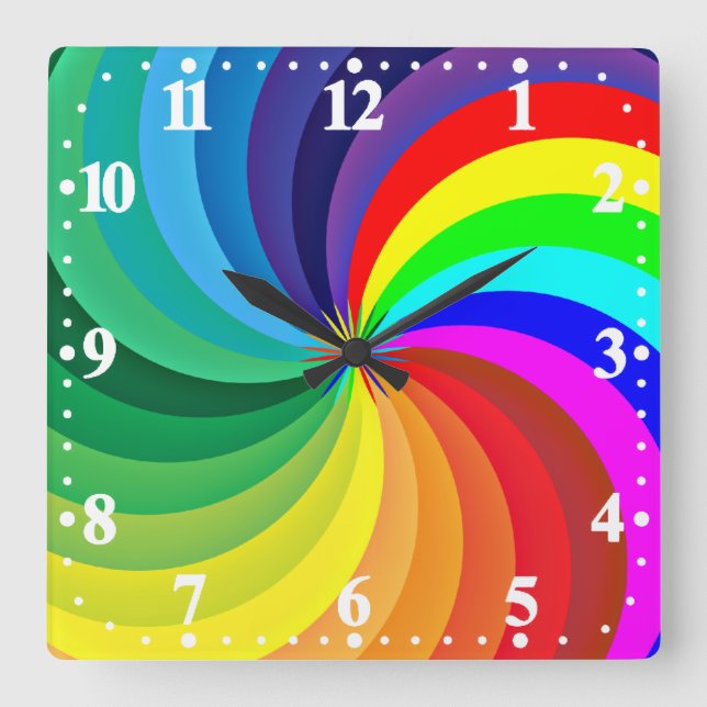 Relógio Quadrado Rainbow Colored Mandala-46556 (Frente)