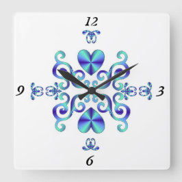 Relógio Quadrado Rainbow Lily e Heart