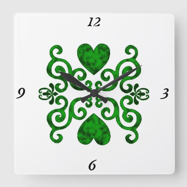 Relógio Quadrado Rainbow Lily e Heart (Frente)