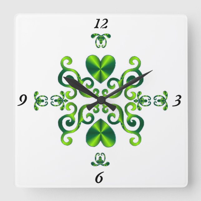 Relógio Quadrado Rainbow Lily e Heart (Frente)