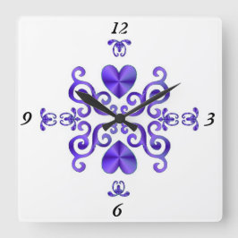 Relógio Quadrado Rainbow Lily e Heart