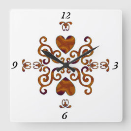 Relógio Quadrado Rainbow Lily e Heart