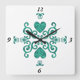 Relógio Quadrado Rainbow Lily e Heart