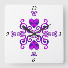 Relógio Quadrado Rainbow Lily e Heart