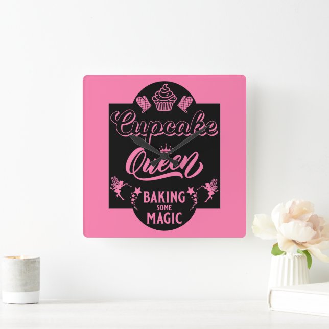 Relógio Quadrado Rainha cupcake (Lar)
