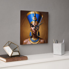 Relógio Quadrado "Rainha Nefertiti" Linda Rainha Africana