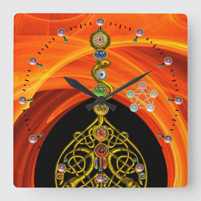 RELÓGIO QUADRADO RAIO DE ASCLEPIUS 7 CHAKRAS,YOGA, ENERGIA ESPIRITU (Frente)