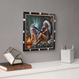 Relógio Quadrado Raio Nativo: Música da Manhã de Glade Floresta