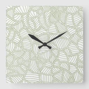 Relógio Quadrado Random Leaf Mosaic Pale Green