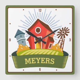 Relógio Quadrado Ranhura Personalizada da Grande Fazenda Vermelha