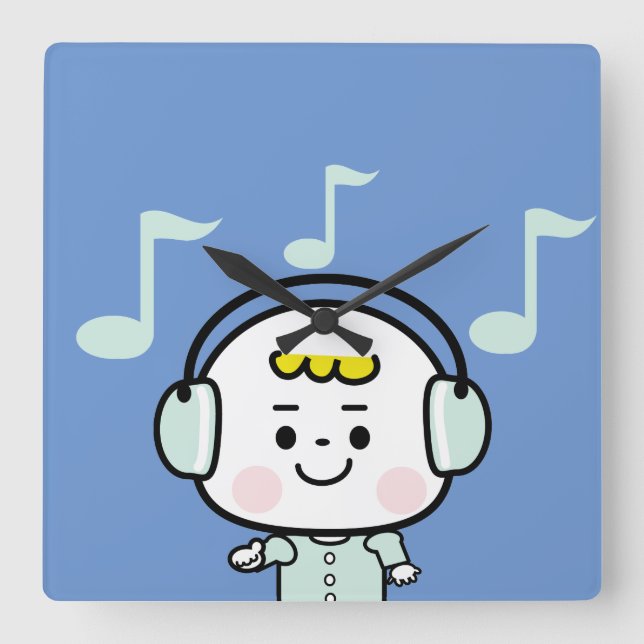 Relógio Quadrado rapaz da música (Frente)