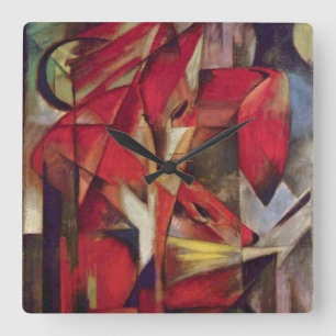 Relógio Quadrado Raposas de Franz Marc, Abstrato de Vintage, Cubism