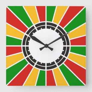 Relógio Quadrado RASTAFARI FLAG BOTON RAYS + seu sinal ou monograma