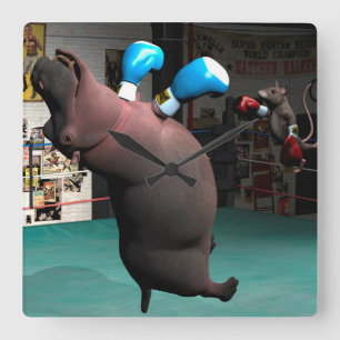 Relógio Quadrado Rato bate Hippo KO
