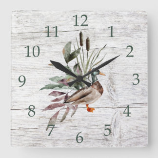 Relógio Quadrado Rato Rustic Barn Wood Mallard catacota Greenery