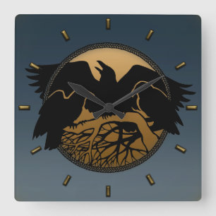 Relógio Quadrado Raven Clock Native Raven Art Wall Clock Bird Gift