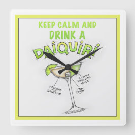 RELÓGIO QUADRADO RECEITA DE DAIQUIRI COQUETEL ART