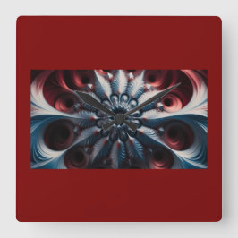 Relógio Quadrado Red E Silver Juliabrot Fractal