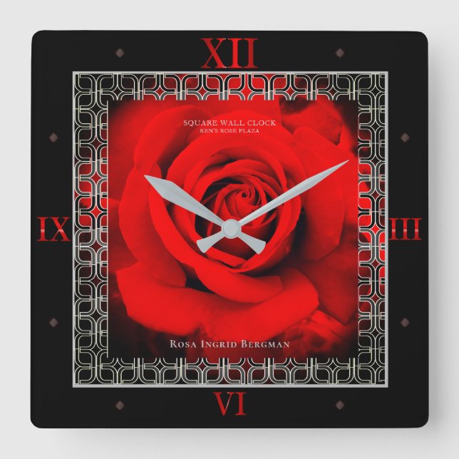 Relógio Quadrado Red Rose [Acrylic Wall Clock] (Frente)