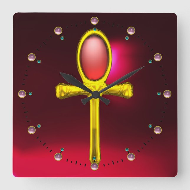 Relógio Quadrado RED TALISMAN, Ruby Gemstones, Black (Frente)