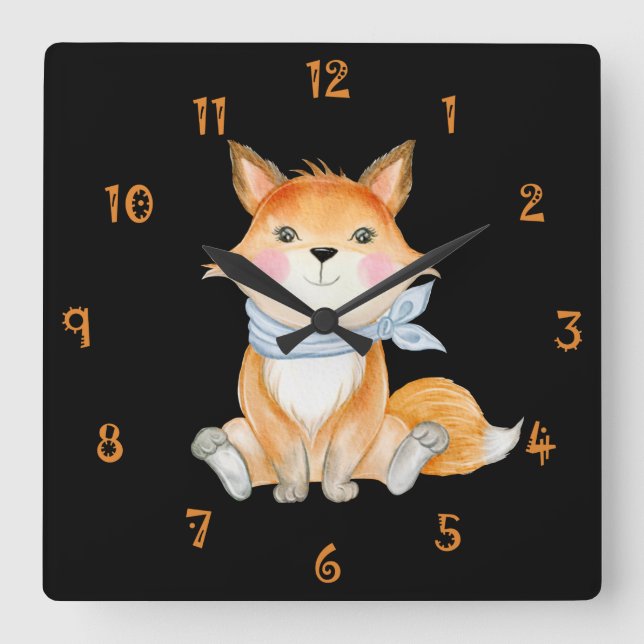 Relógio Quadrado Red The Foxx Wall Clock (Frente)