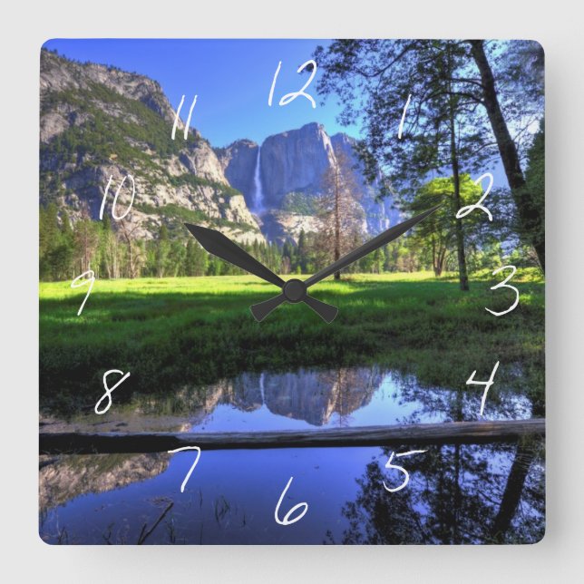 Relógio Quadrado Reflexões das quedas (Frente)