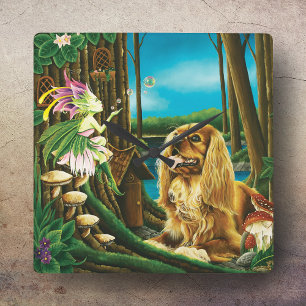 Relógio Quadrado Rei Charles Spaniel e Sprite