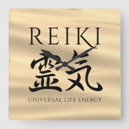 Relógio Quadrado Reiki 霊 気 Energia Caligráfica Japonesa